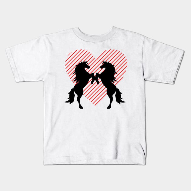 Heart Love Horse Kids T-Shirt by Imutobi